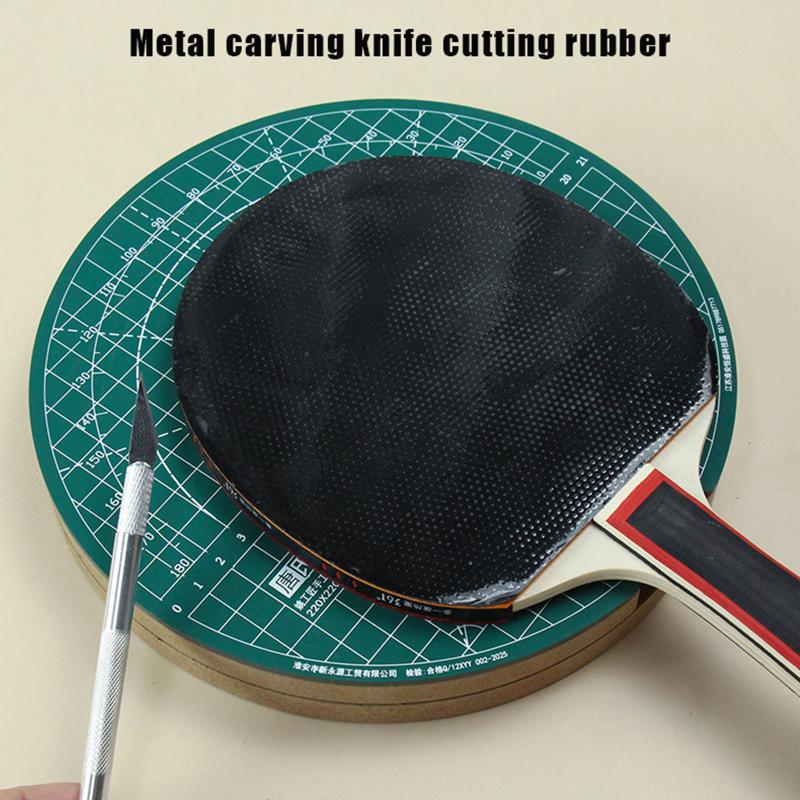 Table Tennis Form - 新しい卓球ラバー回転カッティングマットセット DIY カッティングツールとカッティングナイフ付きピンポンラケット貼り付けアクセサリー