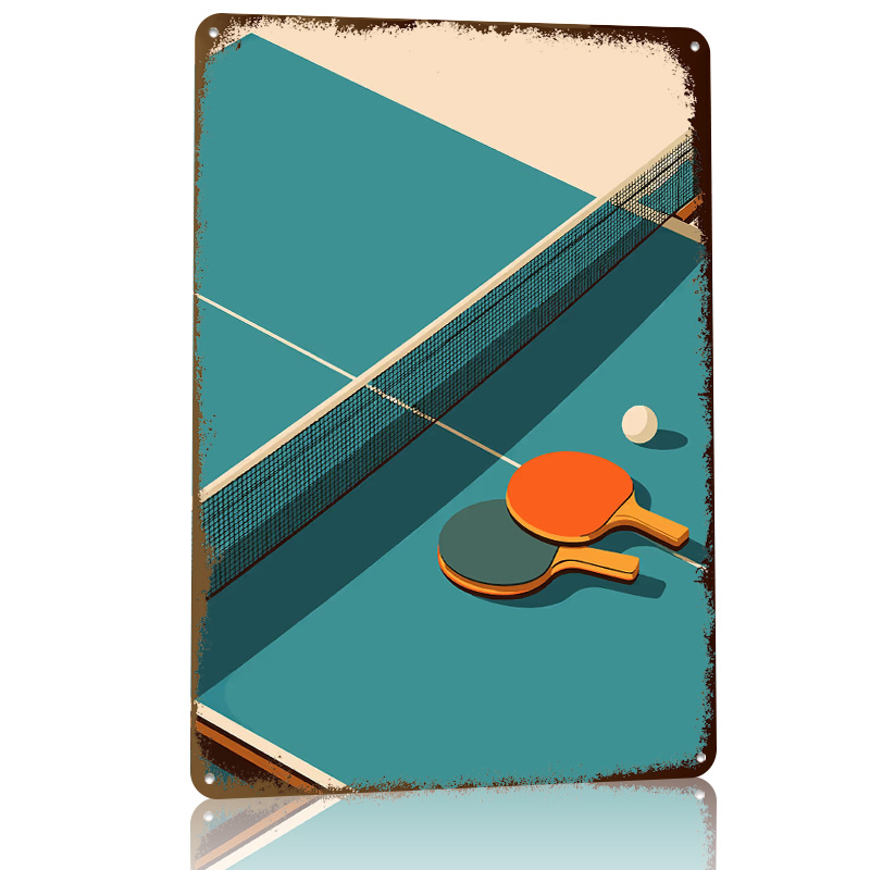 卓球静物画イラスト 3D テクスチャメタルポスター カスタマ - Table Tennis Illustration のレビューと価格