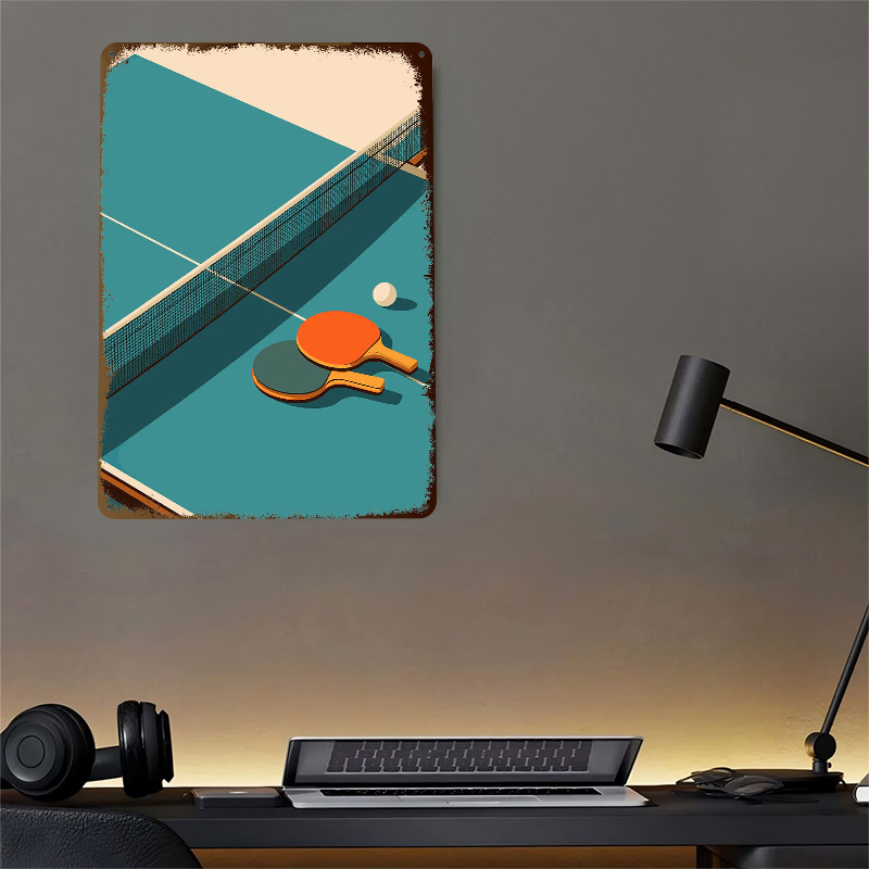 卓球静物画イラスト 3D テクスチャメタルポスター カスタマ - Table Tennis Illustration のレビューと価格